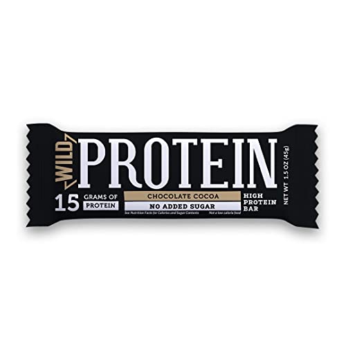 Wild Protein | Barras altas en proteína | Sabor chocolate | Pack de 16 unidades | 15 g de proteína | Sin azúcares ni grasa añadida | 45 g cada barra