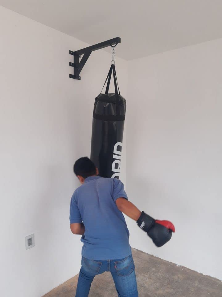 Drid Basics Boxeo Completo Saco Costal de Box Lleno de con Soporte Premium de Pared + Kit Instalación y Enganche Incluidos Pared, Negro, Mayores 12 años
