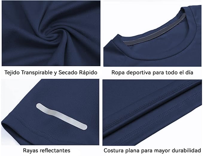 Hombres 3 Piece Fitness Sports Shirt Quick Dry Running Shirt Hombres Manga Corta Sports T Shirt