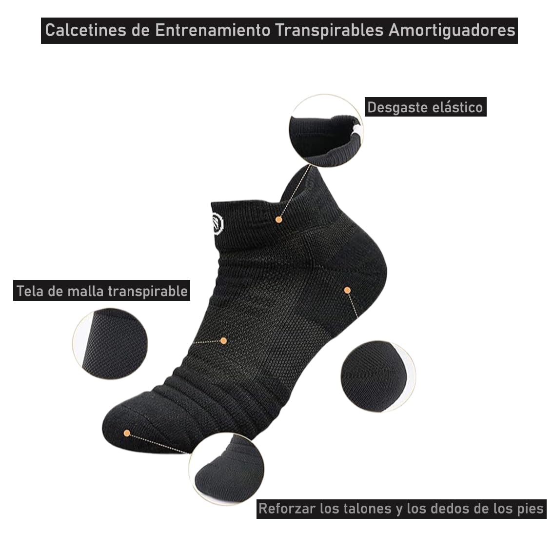 micsun 6 Pares Calcetines Deportivos para Hombre con Parte Inferior de Toalla Gruesa, Calcetas de Tobillo de Pecho Bajo, Calcetín Deportivas para Correr, Basquetbol, Running, Gym,Aire Libre HBH