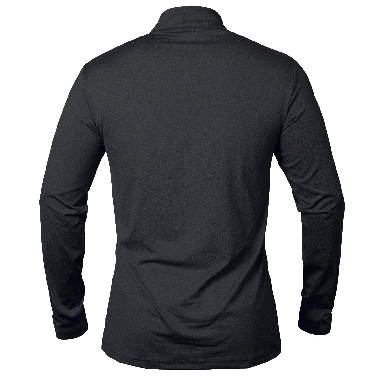 MANSDOUR Camisetas Deportivas activas de Secado rápido para Hombre, con Cremallera de un Cuarto, de Manga Larga, para Correr, para Exteriores, Negro, Large
