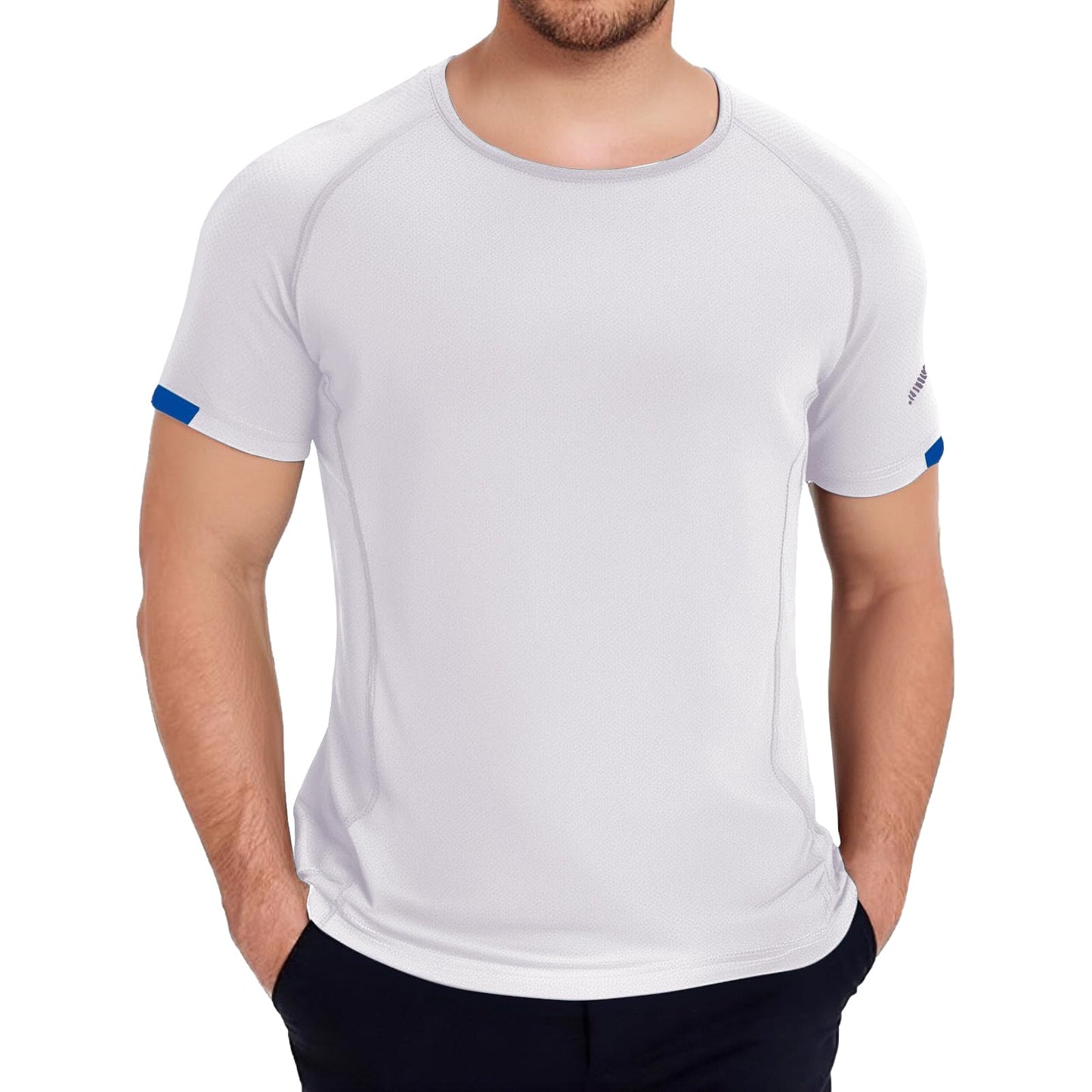 3 piezas Ropa Deportiva de Manga Corta para Hombre, Camisas Deportivas Hombre de Manga Corta que Absorbe la Humedad y seca Rápidamente (MX/US, Alfa, Grande, Regular, Regular, Blanco+Negro+Azul)