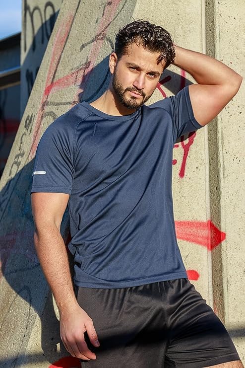 Hombres 3 Piece Fitness Sports Shirt Quick Dry Running Shirt Hombres Manga Corta Sports T Shirt
