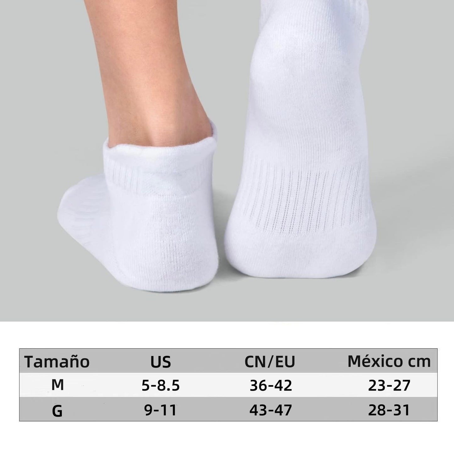 6 Pares Calcetines Deportivos para Hombre y Mujer, Calcetines Tobilleros de Algodón, Calcetas Antideslizantes Duradero, Tines Corte Bajo Transpirable, Calcetas para Correr (Blanco L)