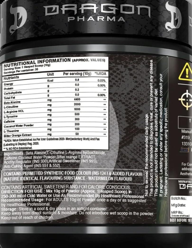 Dragon Pharma VENOM 40 Servicios Pre-Workout (FRUIT PUNCH)