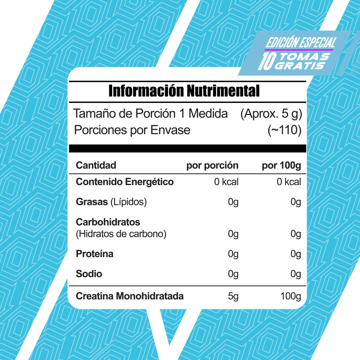 Meta Nutrition Creatina Monohidratada Micronizada Pura. 550gr, 110 Porciones Edición Limitada. Sin Sabor, Pre-workout.