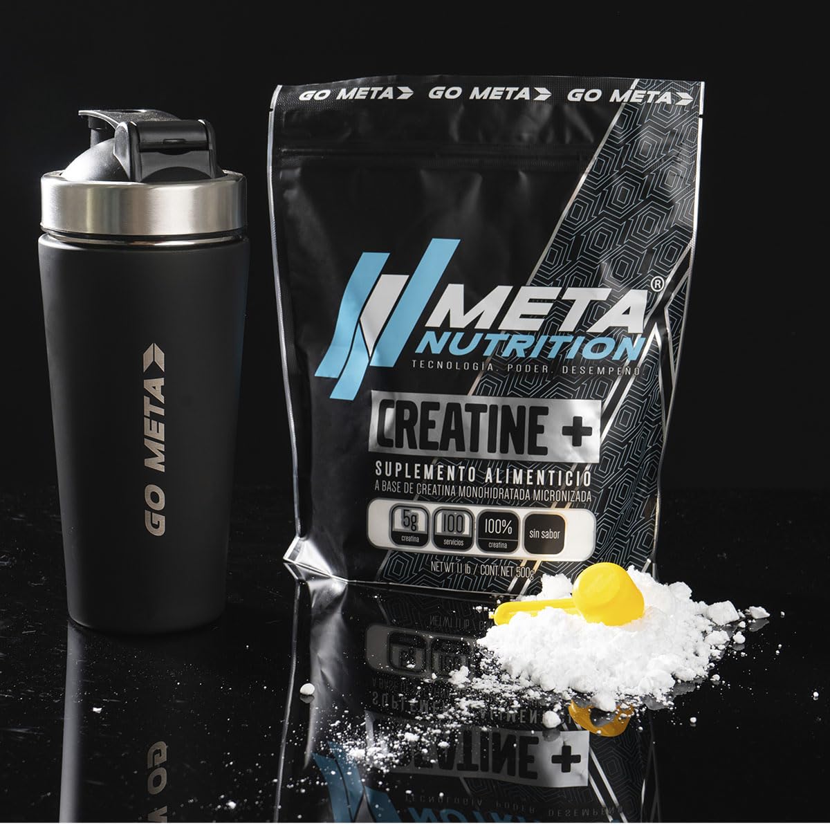 Meta Nutrition Creatina Monohidratada Micronizada Pura. 550gr, 110 Porciones Edición Limitada. Sin Sabor, Pre-workout.