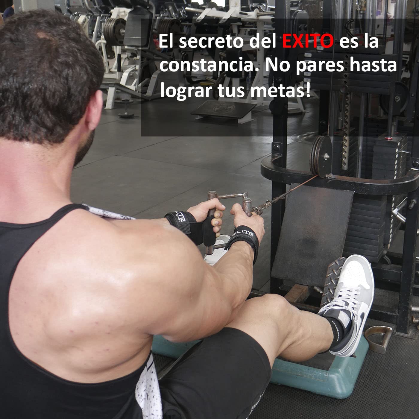 Elite Fitness Calleras de Cuero para Gimnasio, Protectores de Mano Tipo Straps, Ideales para Crossfit y Levantamiento de Pesas (Negro)