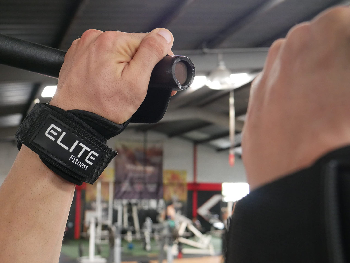 Elite Fitness Calleras de Cuero para Gimnasio, Protectores de Mano Tipo Straps, Ideales para Crossfit y Levantamiento de Pesas (Negro)