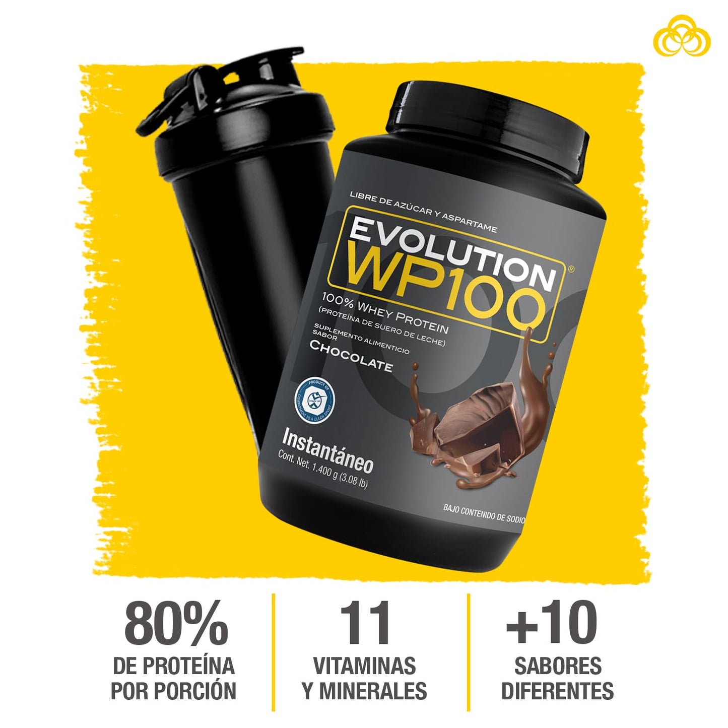 EVOLUTION, Proteína de Suero de Leche, WP100, Whey Protein, 18 Aminoácidos, Sin Gluten, Sugar Free, Post Workout, Sabor Chocolate, 42.7 Porciones, 1400g