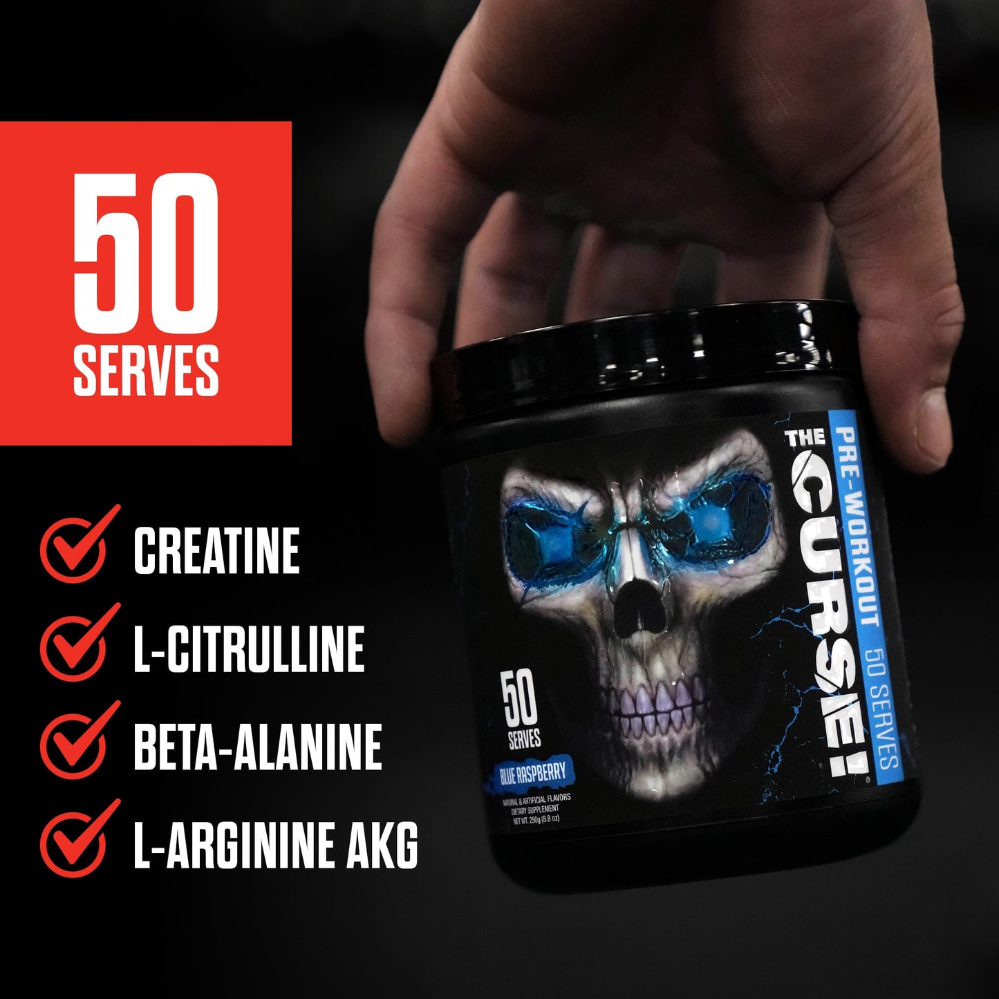 JNX SPORTS The Curse! Suplemento Previo Al Entrenamiento - Energía Y Enfoque, Flujo Sanguíneo Mejorado - Potenciador De Óxido Nítrico Vegano Con Creatina Y Cafeína | Watermelon Deluxe | 50 Servicios