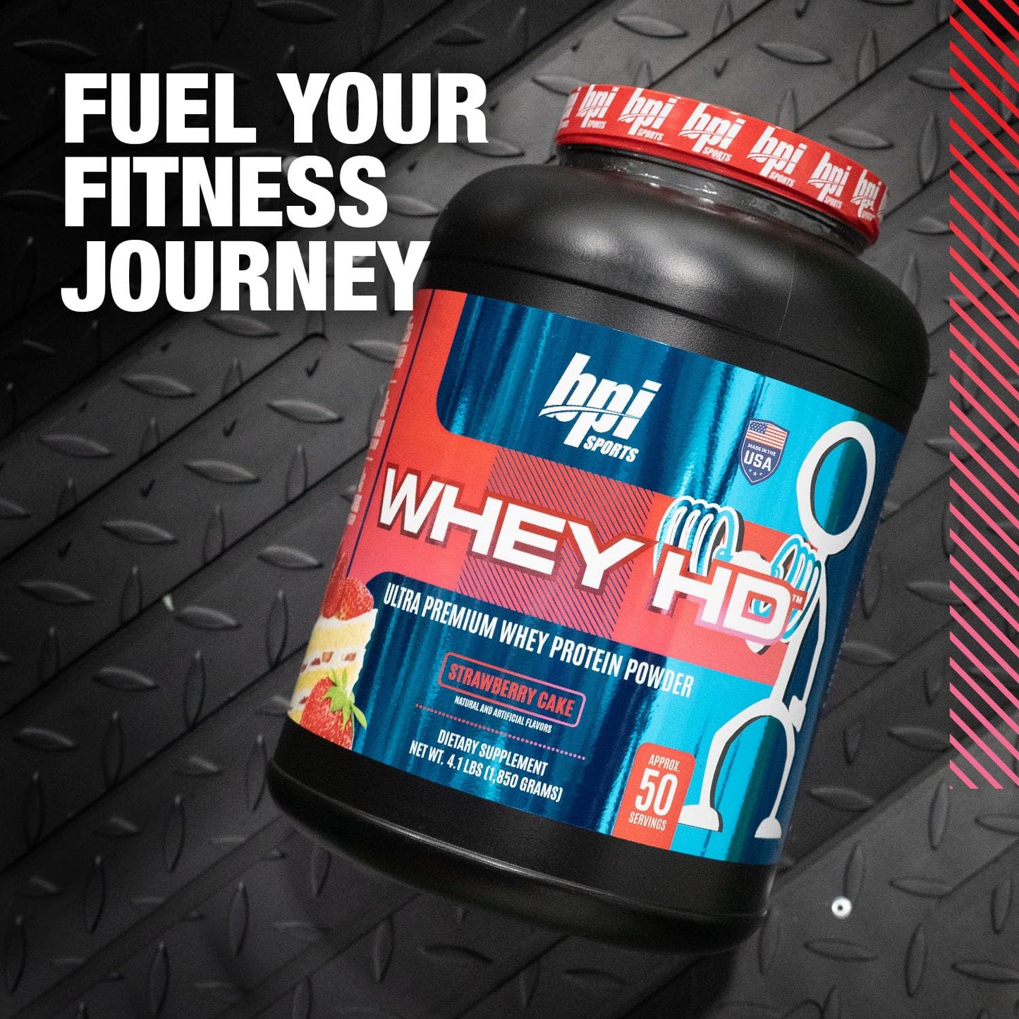 BPI Sports | Whey HD Ultra Premium Protein Powder | 50 ser (Pastel de Fresa)