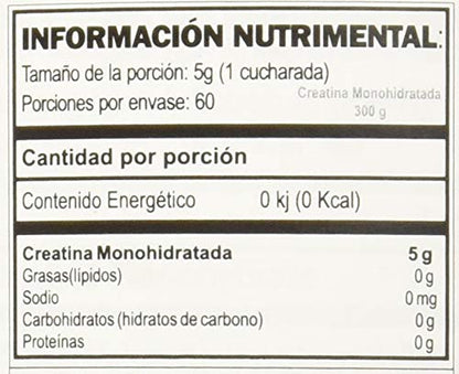 GAT SPORT 100% Monohidrato de creatina en polvo - 300 gr - 60 porciones - Para hombres y mujeres - Sin Sabor - 100'% Creatina Micronizada de alta pureza