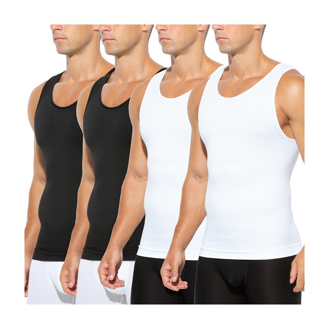 Arjen Kroos Chaleco de Compresión Hombre Deportiva Camiseta de Tirantes Chaleco para Fitness Gimnasio Running,A4-Multicolor(4 Piezas)-CK3318,Grande