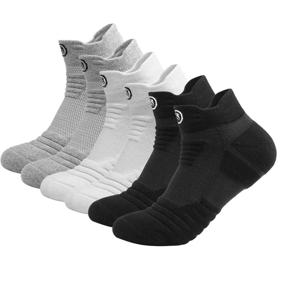 micsun 6 Pares Calcetines Deportivos para Hombre con Parte Inferior de Toalla Gruesa, Calcetas de Tobillo de Pecho Bajo, Calcetín Deportivas para Correr, Basquetbol, Running, Gym,Aire Libre HBH