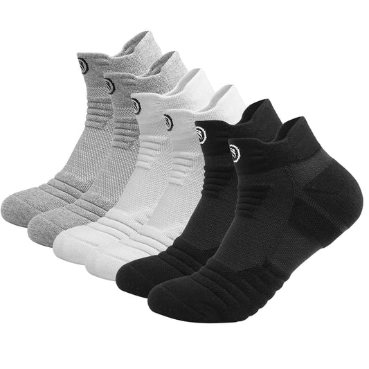 micsun 6 Pares Calcetines Deportivos para Hombre con Parte Inferior de Toalla Gruesa, Calcetas de Tobillo de Pecho Bajo, Calcetín Deportivas para Correr, Basquetbol, Running, Gym,Aire Libre HBH