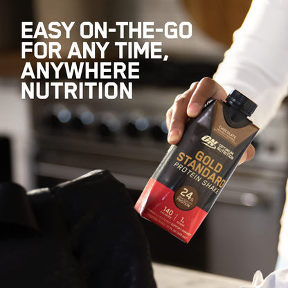 Optimum Nutrition Gold Standard Shake de Proteína, 24g Proteína, Shake Listo para Beber, Gluten Free, Chocolate, 12 Count