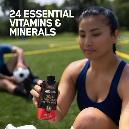 Optimum Nutrition Gold Standard Shake de Proteína, 24g Proteína, Shake Listo para Beber, Gluten Free, Chocolate, 12 Count