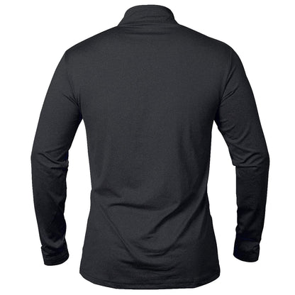 MANSDOUR Camisetas Deportivas activas de Secado rápido para Hombre, con Cremallera de un Cuarto, de Manga Larga, para Correr, para Exteriores, Negro, Large