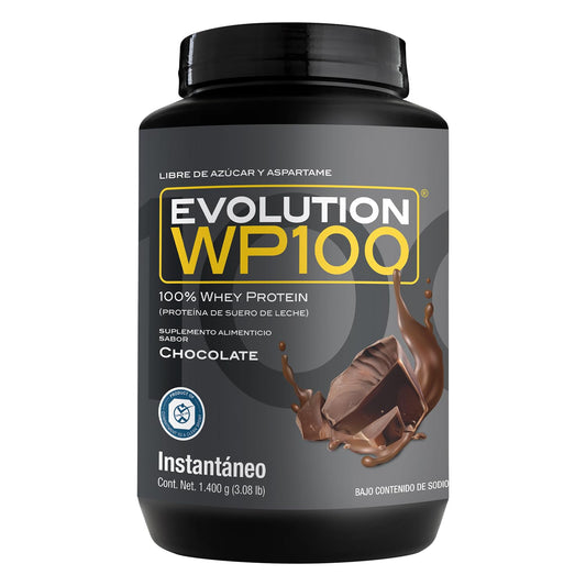 EVOLUTION, Proteína de Suero de Leche, WP100, Whey Protein, 18 Aminoácidos, Sin Gluten, Sugar Free, Post Workout, Sabor Chocolate, 42.7 Porciones, 1400g