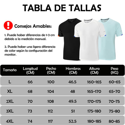 3 piezas Ropa Deportiva de Manga Corta para Hombre, Camisas Deportivas Hombre de Manga Corta que Absorbe la Humedad y seca Rápidamente (MX/US, Alfa, Grande, Regular, Regular, Blanco+Negro+Azul)
