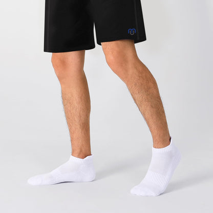 6 Pares Calcetines Deportivos para Hombre y Mujer, Calcetines Tobilleros de Algodón, Calcetas Antideslizantes Duradero, Tines Corte Bajo Transpirable, Calcetas para Correr (Blanco L)