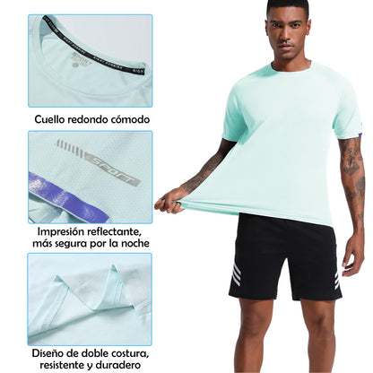 3 piezas Ropa Deportiva de Manga Corta para Hombre, Camisas Deportivas Hombre de Manga Corta que Absorbe la Humedad y seca Rápidamente (MX/US, Alfa, Grande, Regular, Regular, Blanco+Negro+Azul)