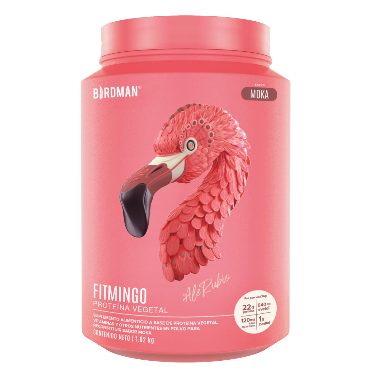 Birdman Fitmingo: Proteína Vegana con Fit, Beauty y Balance Blends. Con Ácido Hialurónico, Inositol, Potenciadores de Colágeno, Vitamina C, Vitamina D3, Zinc, Enzimas Digestivas y Svetol. Sabor Moka 1.02kg
