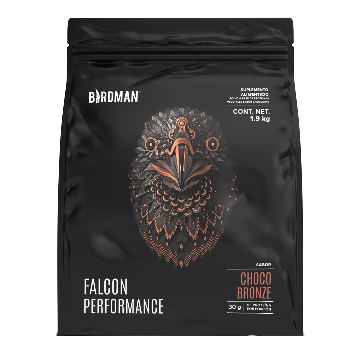 Birdman Falcon Performance Proteina Premium Alto Rendimiento En Polvo, 30gr proteina y 3gr Creatina por porción, Sin Inflamacion, Sin Acne, Sabor Choco Bronze | 50 servicios | 1.9kg