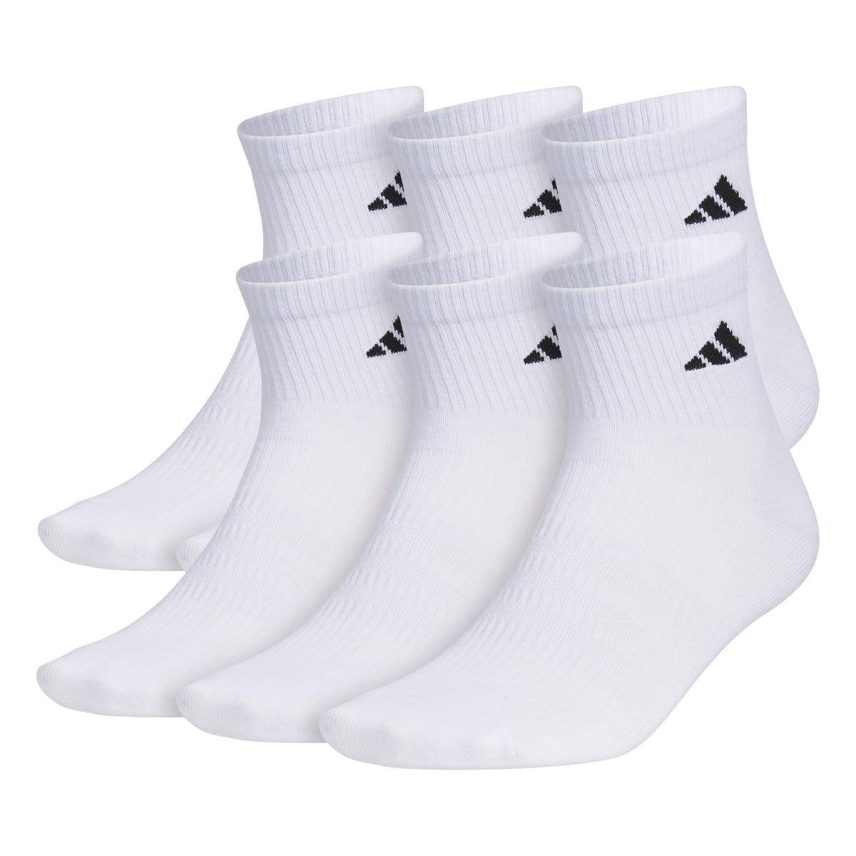 adidas Superlite - Calcetines para hombre, paquete de 6, duraderos, ligeros, atléticos, transpirables con soporte de arco de compresión, Blanco/Negro, Large