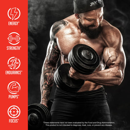 JNX SPORTS The Curse! Suplemento Previo Al Entrenamiento - Energía Y Enfoque, Flujo Sanguíneo Mejorado - Potenciador De Óxido Nítrico Vegano Con Creatina Y Cafeína | Watermelon Deluxe | 50 Servicios