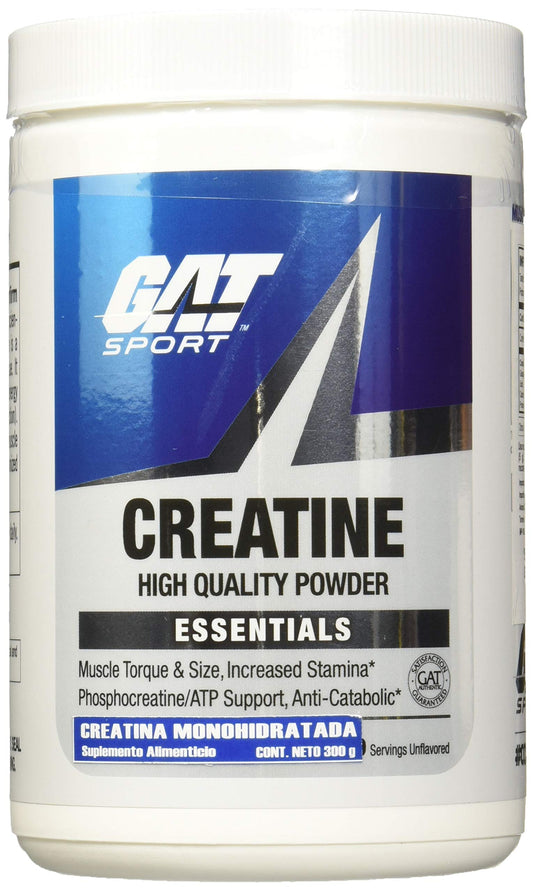 GAT SPORT 100% Monohidrato de creatina en polvo - 300 gr - 60 porciones - Para hombres y mujeres - Sin Sabor - 100'% Creatina Micronizada de alta pureza