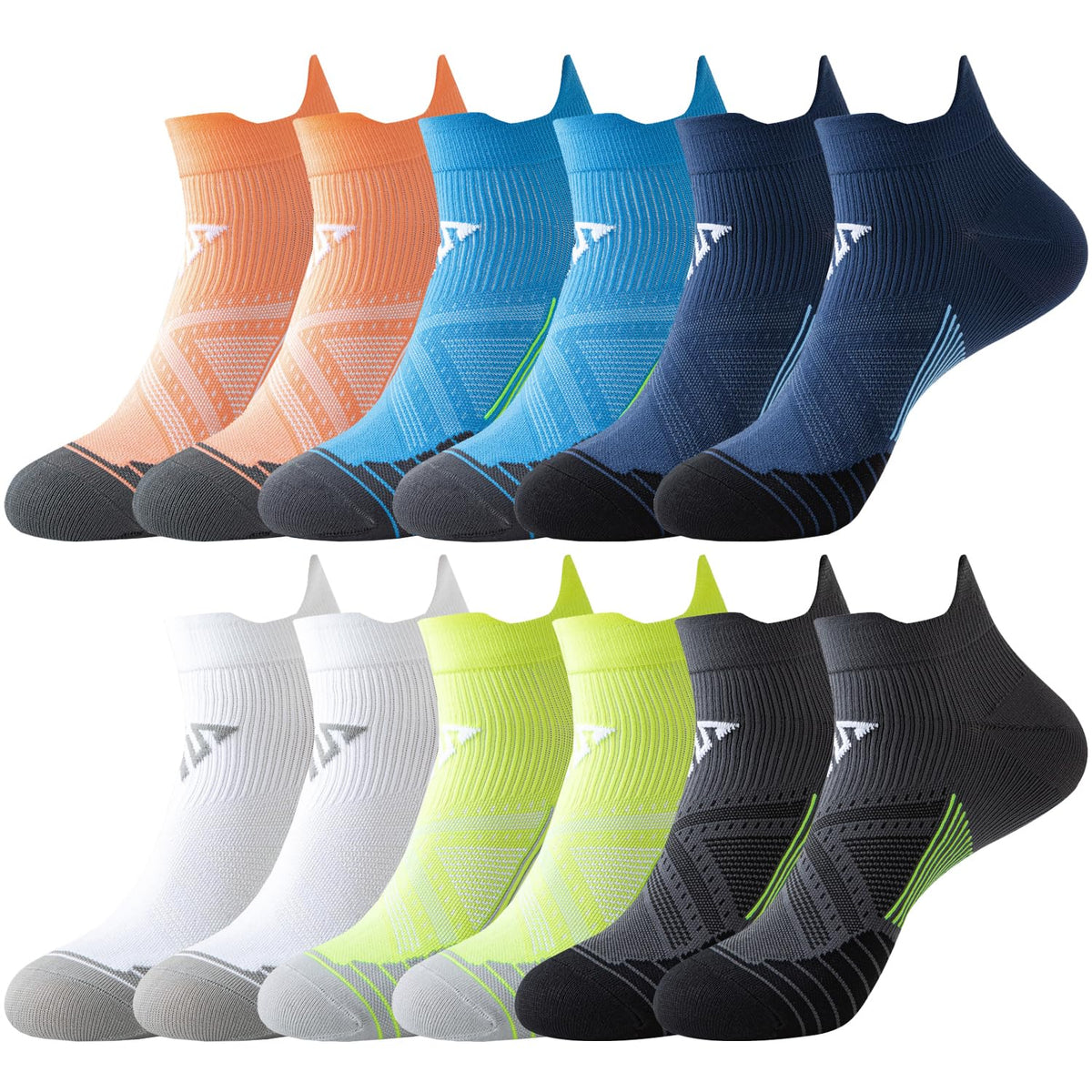 MLKSJKD Paquete de 6 Calcetines deportivos de colores hombre y mujer, calcetines para correr Algodon transpirables, Absorbe el Sudor y Antiolor, Antiderrapantes, Arch Fit, para correr, gym