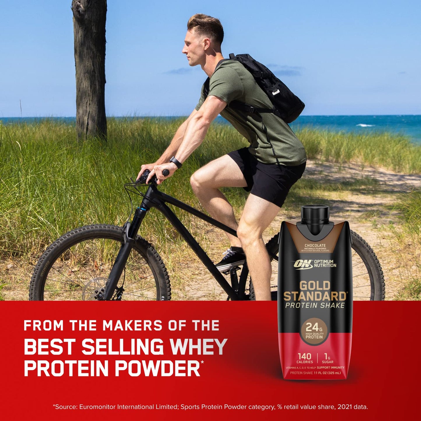Optimum Nutrition Gold Standard Shake de Proteína, 24g Proteína, Shake Listo para Beber, Gluten Free, Chocolate, 12 Count